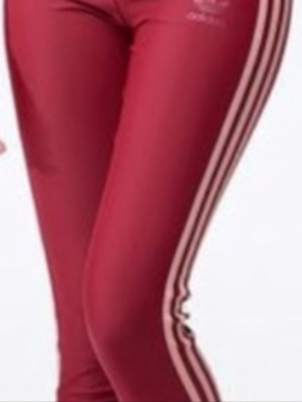 Adidas Leggings Burgundy With Rose Pink Stripes Size S
